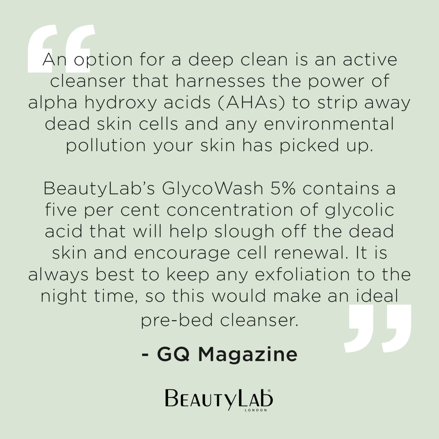 GC Magazine quote on BeautyLab Glycowash