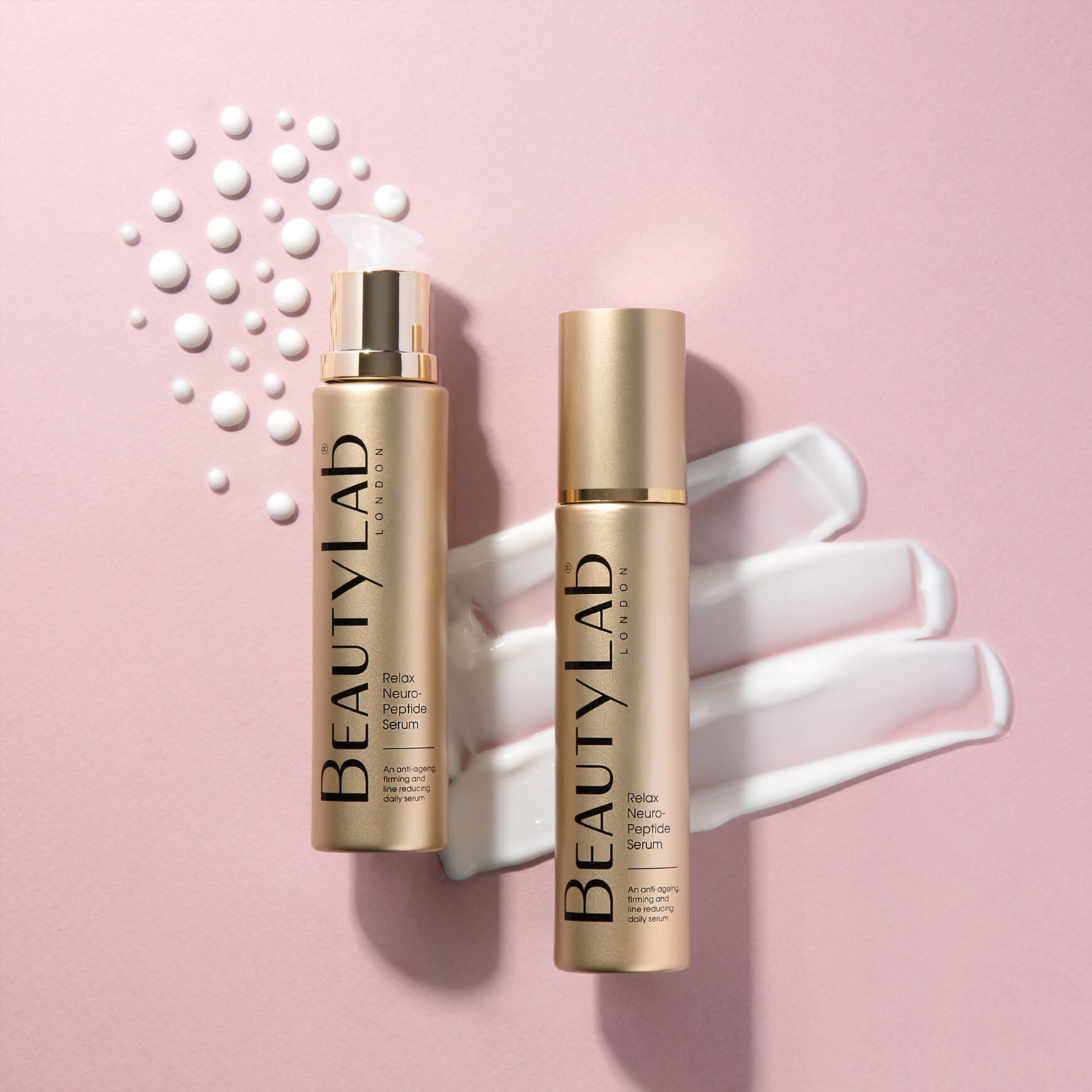 BeautyLab Relax Neuropeptide Serum with product swatches