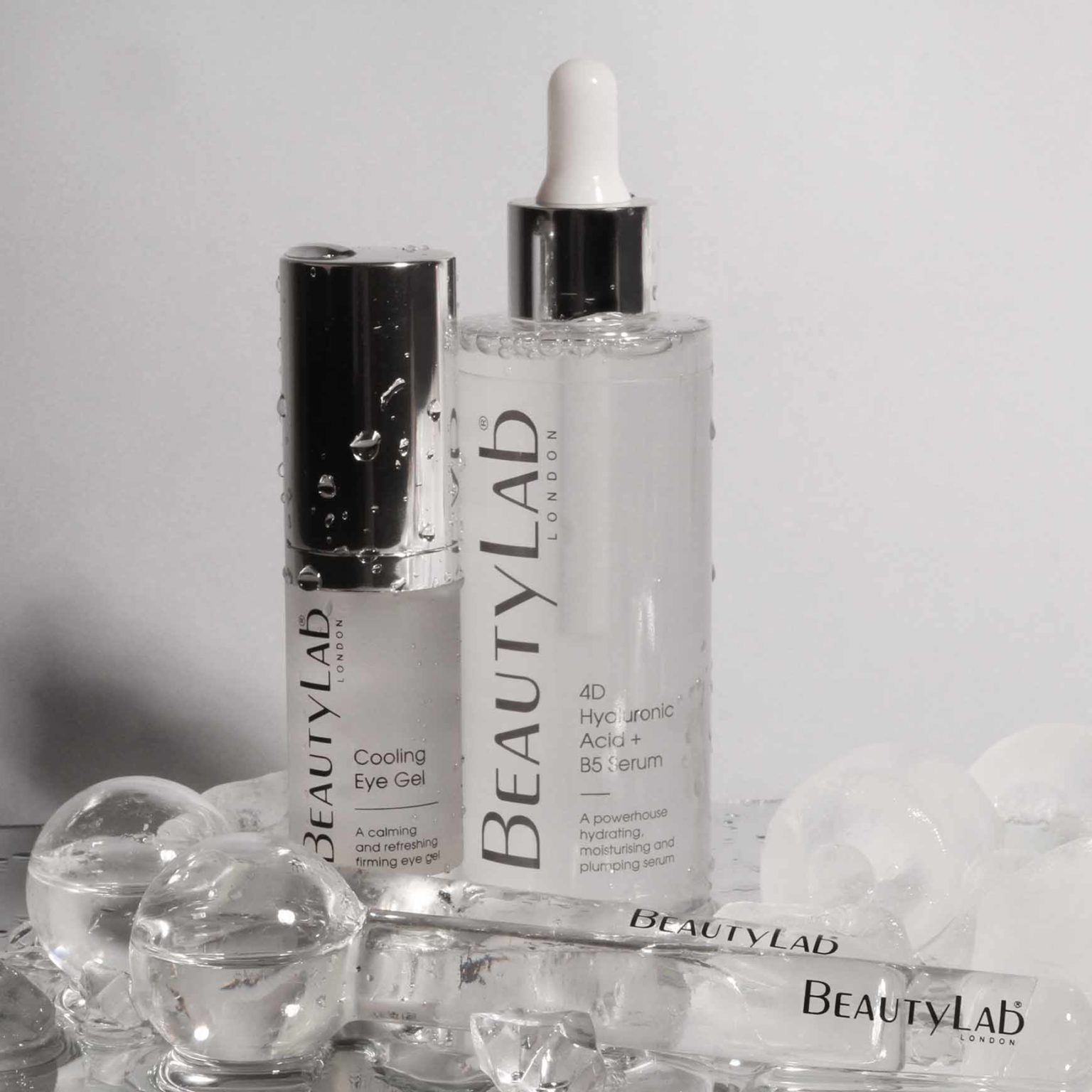 BeautyLab facial ice globes, hyaluronic acid and cooling eye gel