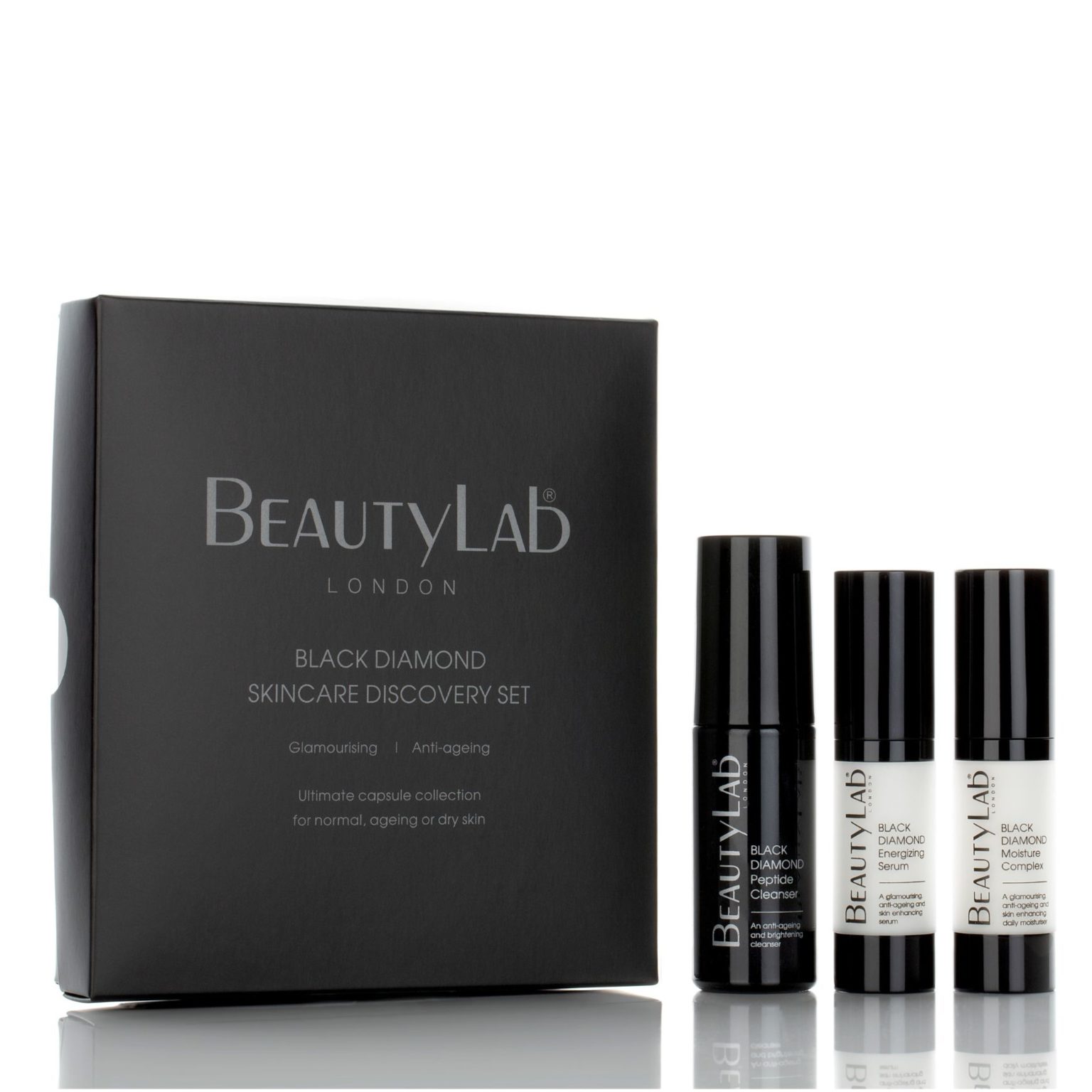 Black Diamond Discovery Set - Black Diamond Peptide Cleanser, Black Diamond Energizing Serum and Black Diamond Moisture Complex