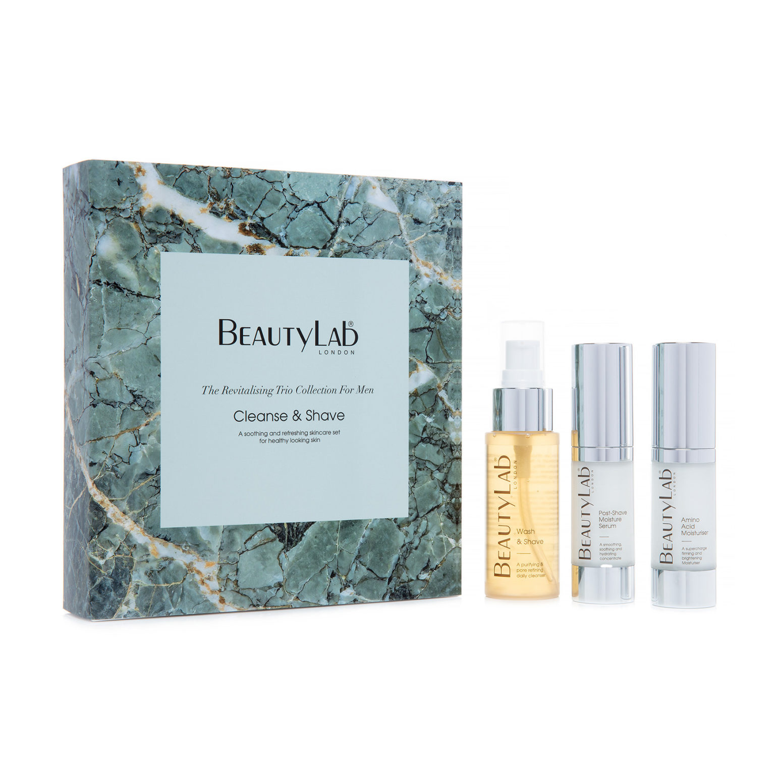 Cleanse & Shave The Revitalising Trio Collection - Wash & Shave, Post-Shave Moisture Serum and Amino Acid Moisturiser