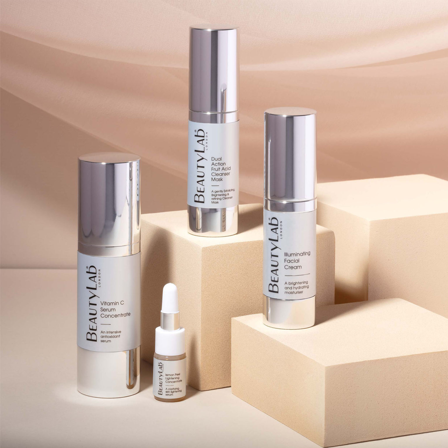 Correct & Illuminate The Radiance Edit Collection - Dual Action Fruit Acid Cleanser Mask, Vitamin C Serum Concentrate, Illuminating Facial Cream and Lemon Peel Lightening Concentrate