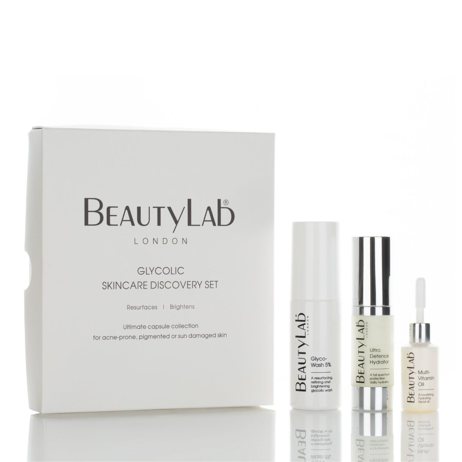 GLYCOLIC SKINCARE DISCOVERY SET- Glyco-Wash 5%, Ultra Defence Hydrator and Multi-Vitamin Oil